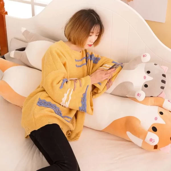 NEW Cute Plush Cat Doll Soft Stuffed Kitten Pillow Children Knee Pillows Sleep Long Plush Toys Christmas Gift for Kids