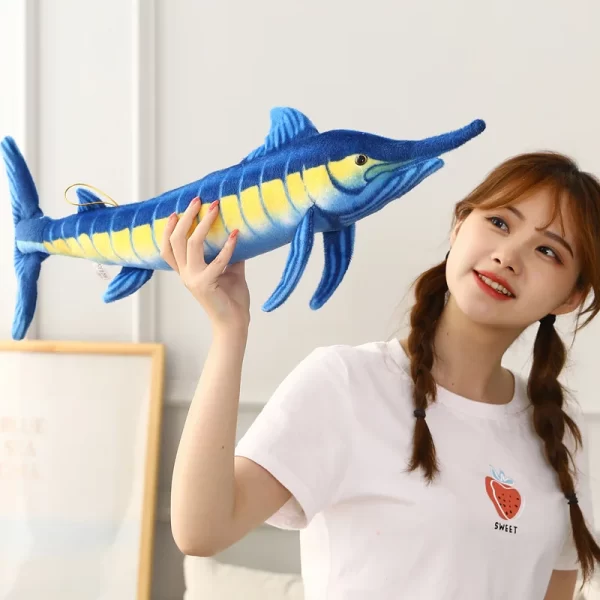 140cm Huge Simulation Bluefin Tuna Plush Toys Stuffed Soft Blue Marlin Makaira Mazara Plush Pillow Fish Toys Creative Decoration