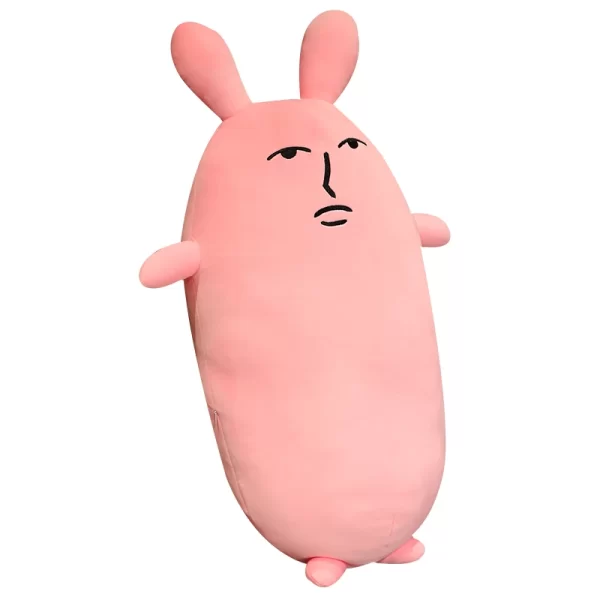 Funny Expression Pink Rabbit Plush Toys Cute Long Pillow Stuffed Animal Soft Doll Creative Room Decoration Kawaii Birthday Gift