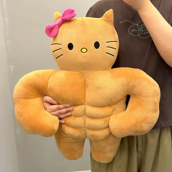 40cm Sanrio Muscle Hello Kitty Plush Anime Kawaii Cartoon Cute Student Dormitory Plush Dolls Pillow Decorate Girls Toys Gifts