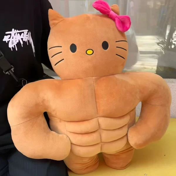 40cm Sanrio Muscle Hello Kitty Plush Anime Kawaii Cartoon Cute Student Dormitory Plush Dolls Pillow Decorate Girls Toys Gifts