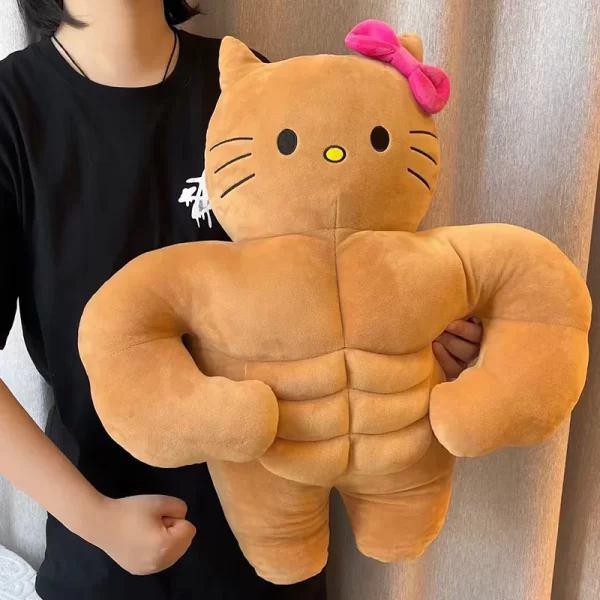 40cm Sanrio Muscle Hello Kitty Plush Anime Kawaii Cartoon Cute Student Dormitory Plush Dolls Pillow Decorate Girls Toys Gifts